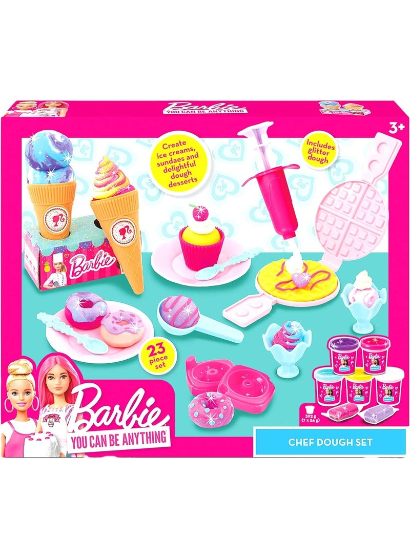 Barbie I Can Be A Chef Dough Set – 23-Piece Pretend Play Kitchen Modeling Toy with Glitter Dough & Serveware Molds (Ages 3+) - Image 4