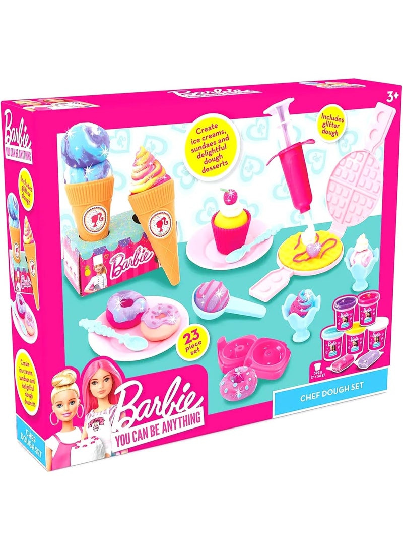 Barbie I Can Be A Chef Dough Set – 23-Piece Pretend Play Kitchen Modeling Toy with Glitter Dough & Serveware Molds (Ages 3+) - Image 3