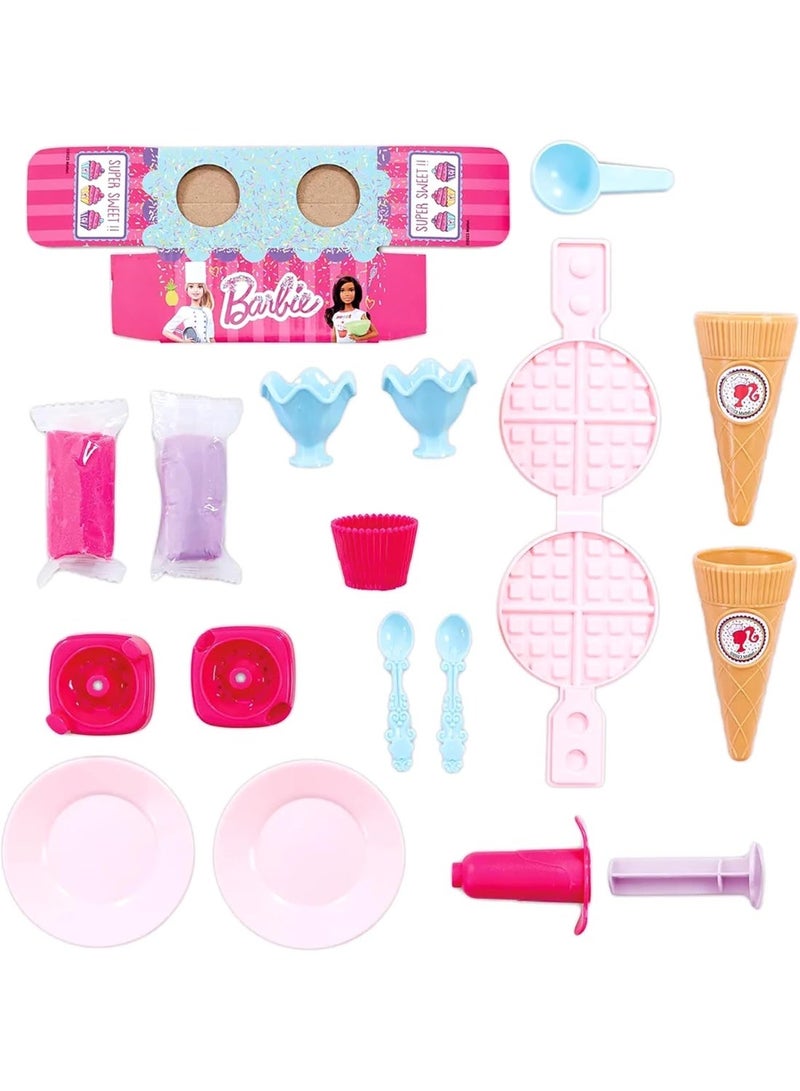 Barbie I Can Be A Chef Dough Set – 23-Piece Pretend Play Kitchen Modeling Toy with Glitter Dough & Serveware Molds (Ages 3+) - Image 2