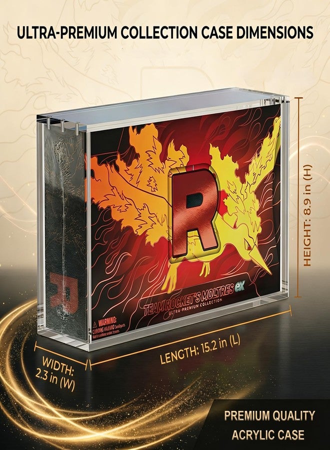 VINJKZQ Acrylic UPC Case Only for Team Rocket's Moltres ex Ultra-Premium Collection, 8mm Side & 5mm Front Clear Acrylic Protector Box, Magnetic Lid, UV-Resistant Dustproof UPC Display Case, Box Not Included - Image 3