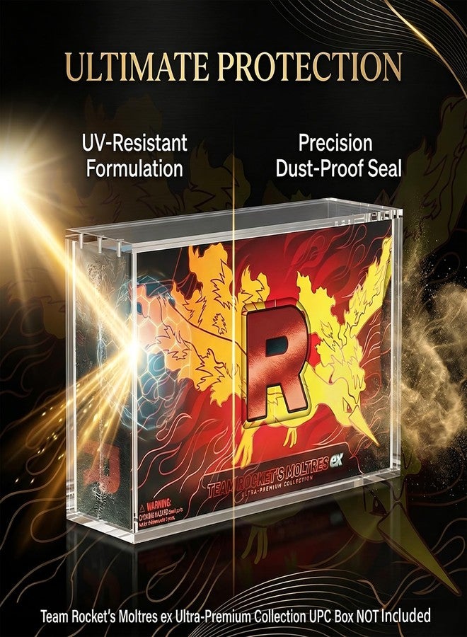 VINJKZQ Acrylic UPC Case Only for Team Rocket's Moltres ex Ultra-Premium Collection, 8mm Side & 5mm Front Clear Acrylic Protector Box, Magnetic Lid, UV-Resistant Dustproof UPC Display Case, Box Not Included - Image 5