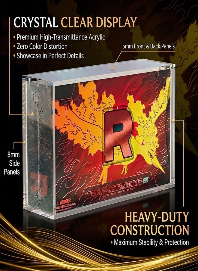 VINJKZQ Acrylic UPC Case Only for Team Rocket's Moltres ex Ultra-Premium Collection, 8mm Side & 5mm Front Clear Acrylic Protector Box, Magnetic Lid, UV-Resistant Dustproof UPC Display Case, Box Not Included - Image 2