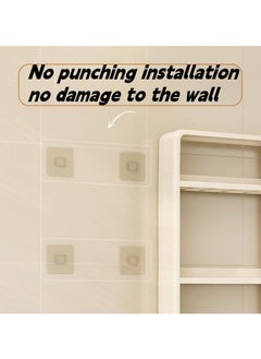 Hihonor 3 Tier Bathroom Kitchen Wall Mounted Shelves Rack with Hooks Towel Bar Wall Storage Cabinet,White Kitchen Wall Organizer, No-Trace No Drilling Spice Rack Cosmetic Organiser for Bathroom Kitchen  - Image 3