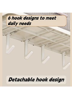 Hihonor 3 Tier Bathroom Kitchen Wall Mounted Shelves Rack with Hooks Towel Bar Wall Storage Cabinet,White Kitchen Wall Organizer, No-Trace No Drilling Spice Rack Cosmetic Organiser for Bathroom Kitchen  - Image 4