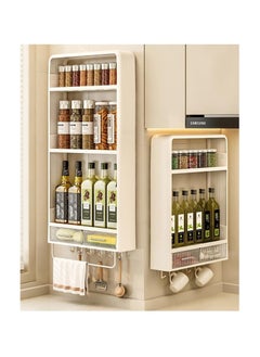 Hihonor 3 Tier Bathroom Kitchen Wall Mounted Shelves Rack with Hooks Towel Bar Wall Storage Cabinet,White Kitchen Wall Organizer, No-Trace No Drilling Spice Rack Cosmetic Organiser for Bathroom Kitchen  - Image 1