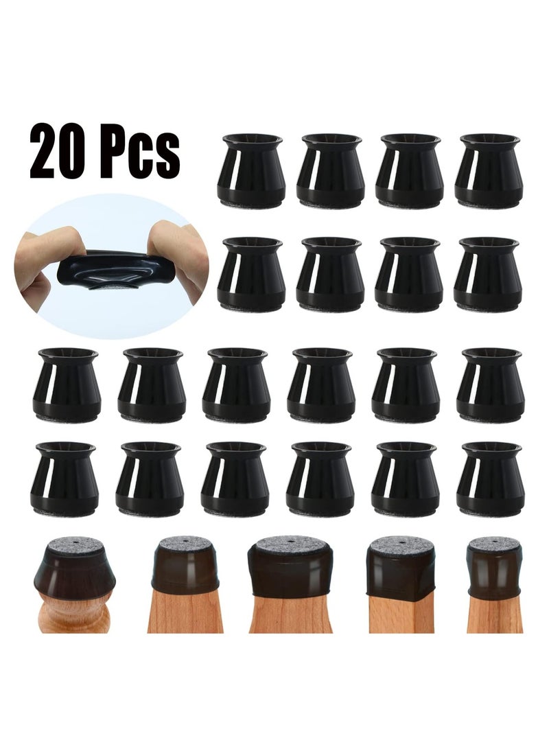 Black - 20 Pieces Chair Leg Floor Protectors Chair Leg Protectors for Hardwood Floors Silicone Pads Covers Protect Floors (Universal Large Size 1.3 - 2) - Image 4