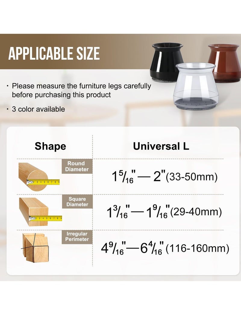 Black - 20 Pieces Chair Leg Floor Protectors Chair Leg Protectors for Hardwood Floors Silicone Pads Covers Protect Floors (Universal Large Size 1.3 - 2) - Image 5