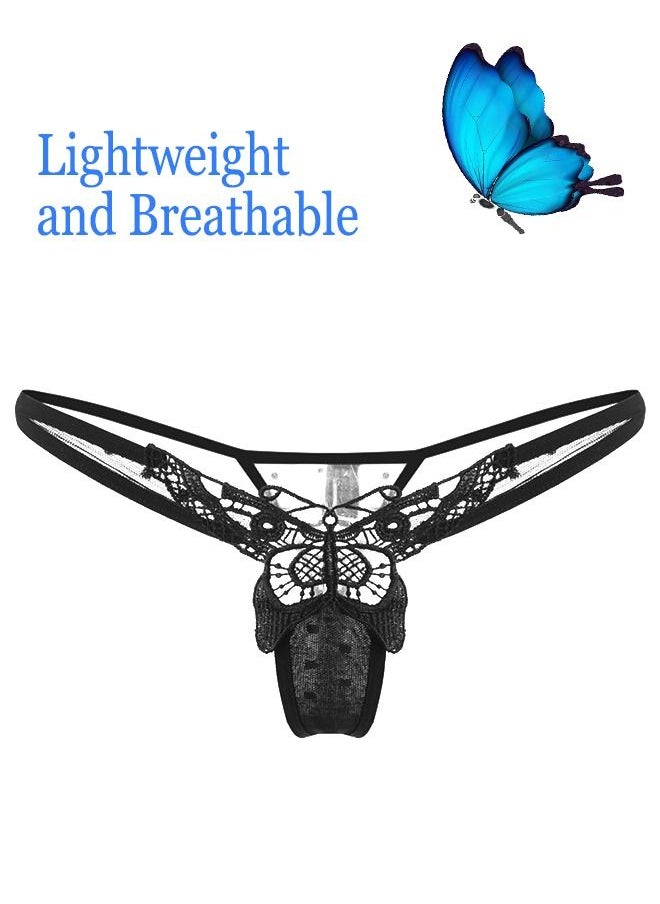 Generic - Women's Rise Butterfly Panties,Comfortable and Breathable Underwear,Butterfly Embroidered Transparent Underwear Women's Low Waisted Minimalist Underwear - Image 1