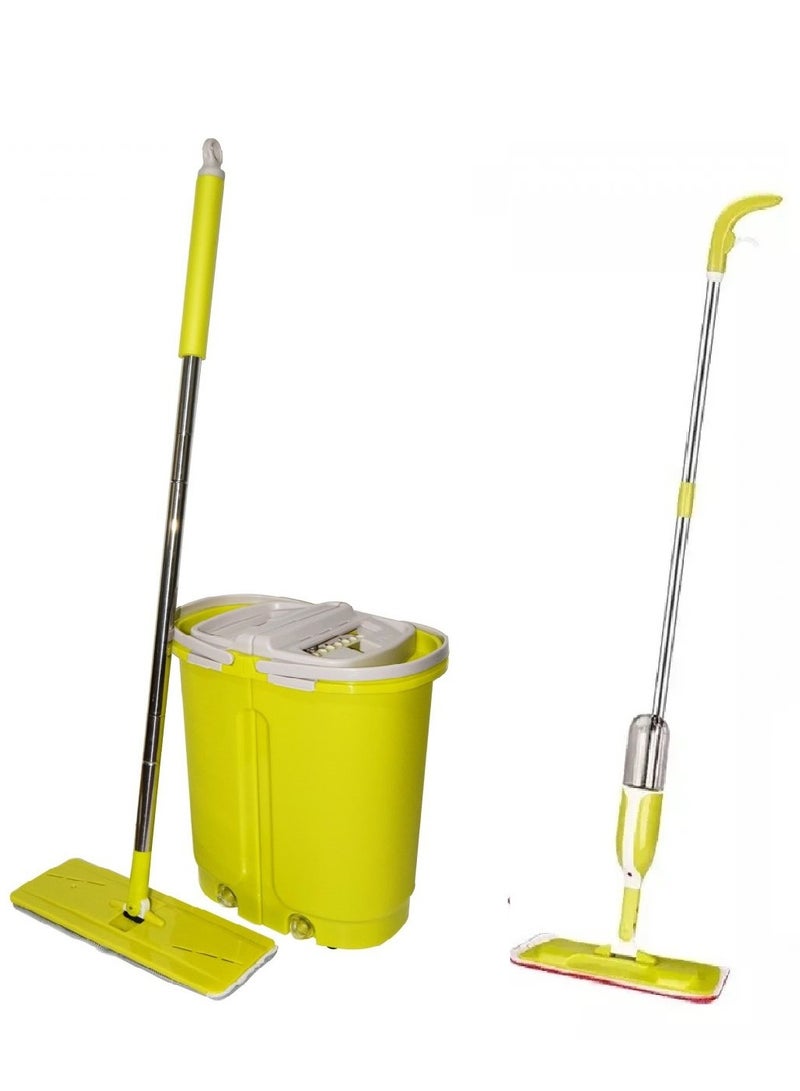 Hi homey 2 Pcs set Flat Mop With Bucket & Spray Mop - Image 1