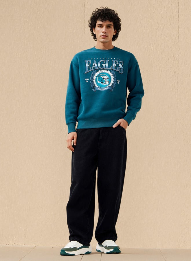 SP Characters Men Relaxed Fit The Philadelphia Eagles Print Sweatshirt - Image 2