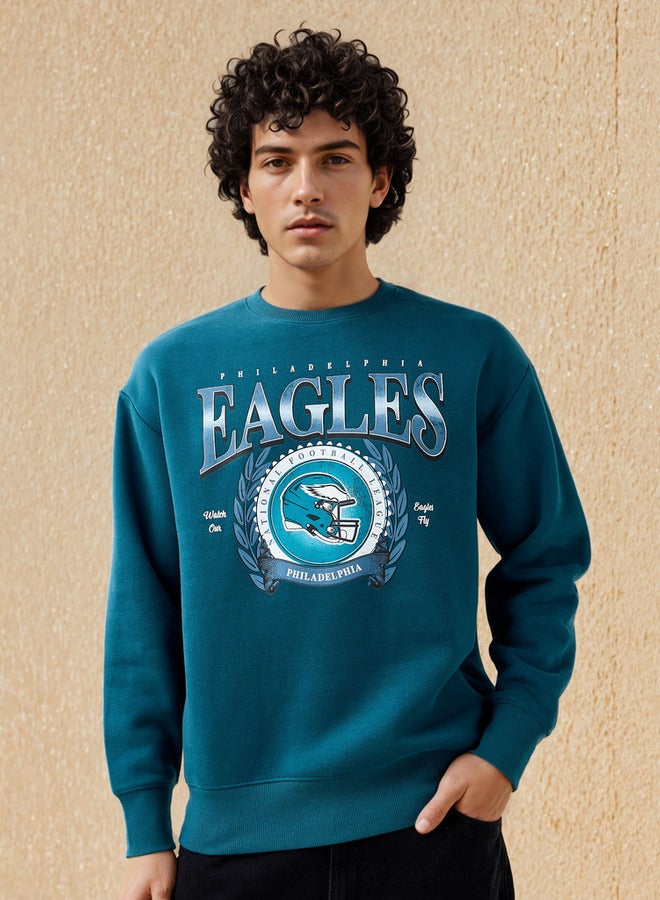 SP Characters Men Relaxed Fit The Philadelphia Eagles Print Sweatshirt - Image 1