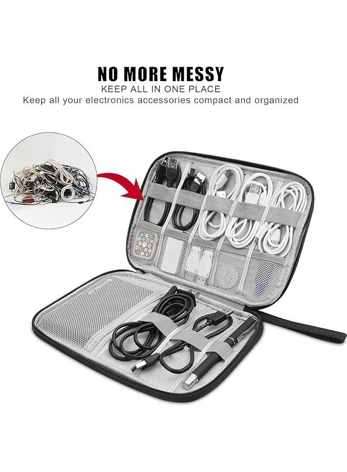 Electronics Accessories Organizer Bag, Travel Cable Organiser Bag, Universal Carry Travel Gadget Bag for USB Cable Drive, SD Card, Charger Hard Disk (Black) - Image 4
