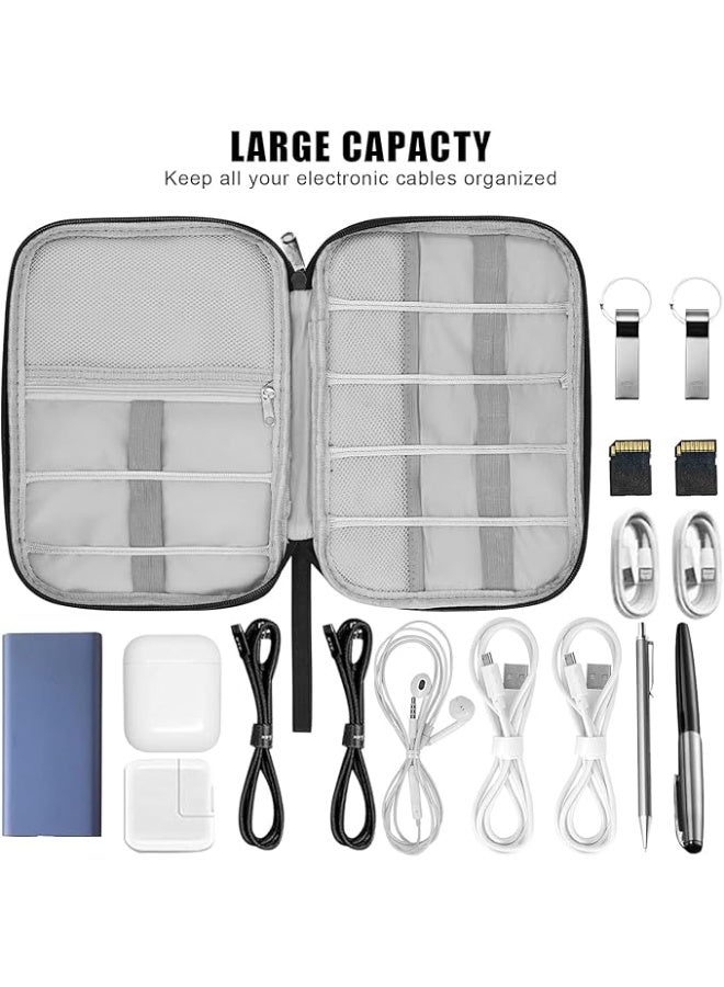 Electronics Accessories Organizer Bag, Travel Cable Organiser Bag, Universal Carry Travel Gadget Bag for USB Cable Drive, SD Card, Charger Hard Disk (Black) - Image 3