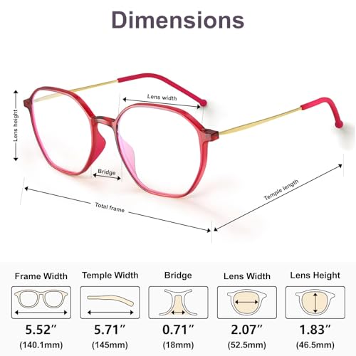 VISOONE Lightweight TR90 Blue Light Blocking Glasses Frame with Anti Glare Eye Protection for Women and Men RANE - Image 5