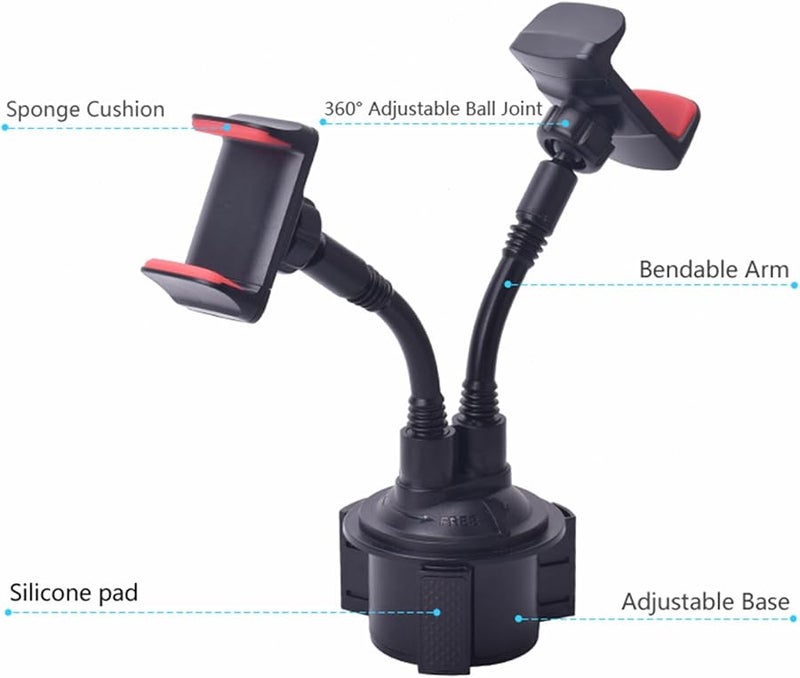 Red Car Cup Phone Mount Holder Adjustable Rotatable Creative Stand - Image 5