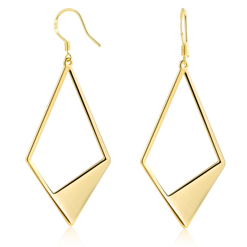 ALEXCRAFT Gold Dangle Earrings for Women Trendy Lightweight Statement Rhombus Drop Earrings Gold Plated Hypoallergenic Geometric Leverback Hook Earing - Image 1