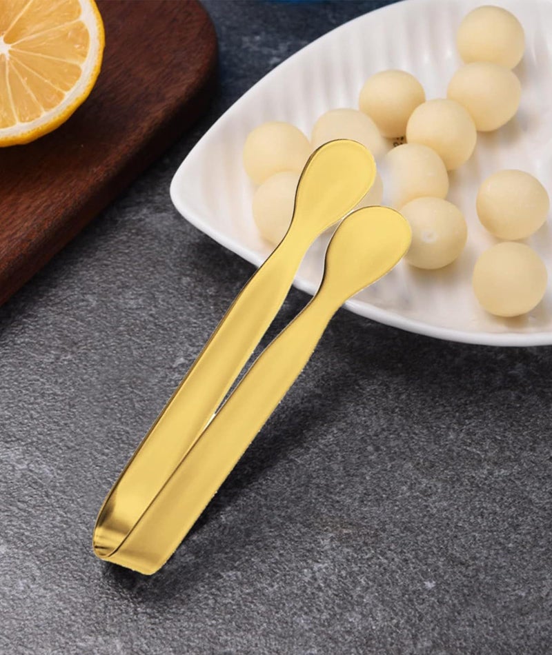 KalamkariX 6 Pcs Gold Stainless Steel Kitchen Tongs, Small Tongs for Serving, Tongs for Kitchen, Serving Tongs for Snacks, Ice Tongs for Tea Party, Coffee, Desserts, Appetizers, Snacks - Image 4