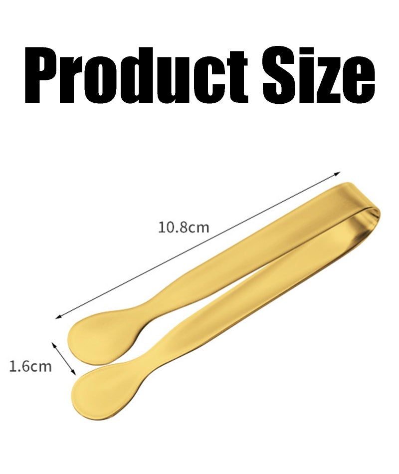 KalamkariX 6 Pcs Gold Stainless Steel Kitchen Tongs, Small Tongs for Serving, Tongs for Kitchen, Serving Tongs for Snacks, Ice Tongs for Tea Party, Coffee, Desserts, Appetizers, Snacks - Image 2