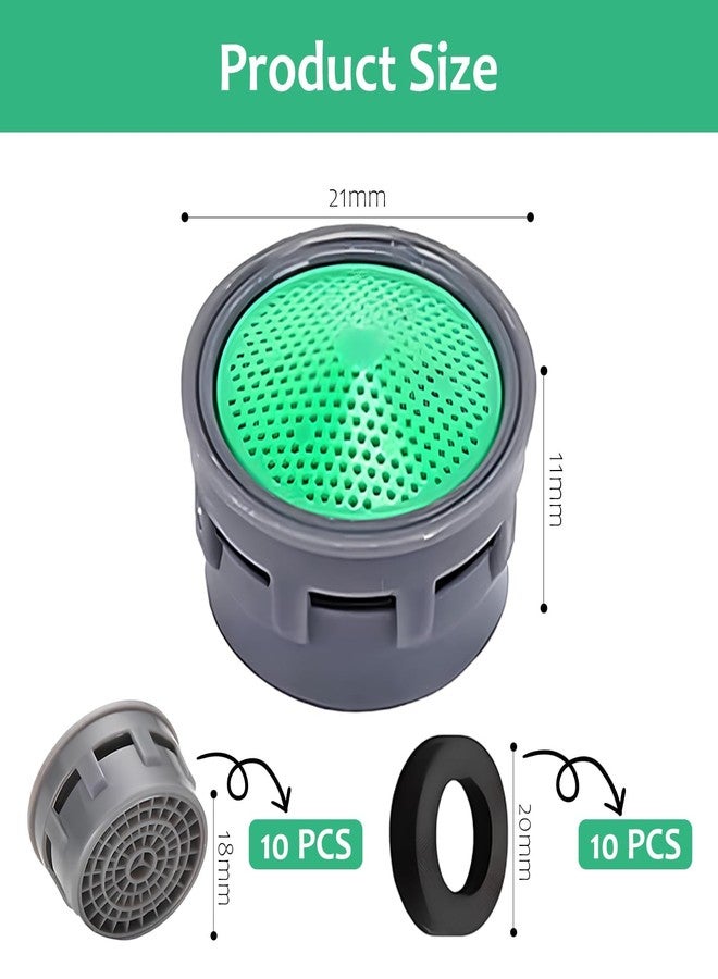 TARINI 10Pcs Tap Filter Nozzle, Water Tap Nozzle, Tap Aerator, Tap Anti-Splash Filter Nozzles with Sealing Gaskets, Universal Replacement for Kitchen Bathroom Cold Hot Water Taps - Image 2