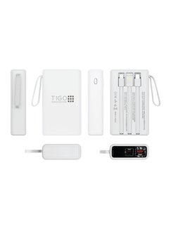 T I G O Super Fast Charging Portable 10000mAh 22.5W Power Bank with 3 built-in Charging Cables, USB C battery pack, LED display Compatible with iPhone 16 15 14 Samsung Galaxy Google Pixel Android Tablet White  - Image 2