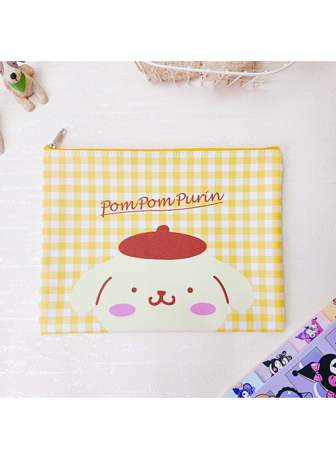 Cartoon Cute A5 File Bag Student Tutorial Bag Interstellar Stilly Zipper Plaid Pu Leather Storage Bag