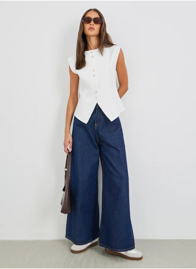 ستايلي Styli Button Down Sleeveless Waistcoat