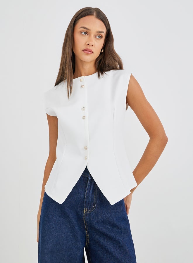 Styli Button Down Sleeveless Waistcoat - Image 1