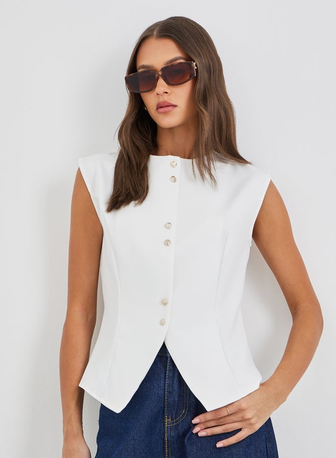 Styli Button Down Sleeveless Waistcoat - Image 3