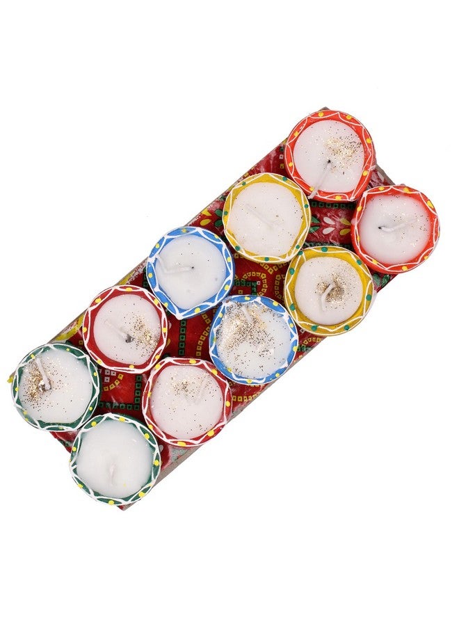 Baal Decorative Hand Painted Wax Candle Diya for Diwali Home,Office,Living Room and Mandir Decoration (Set of 10) - Image 3
