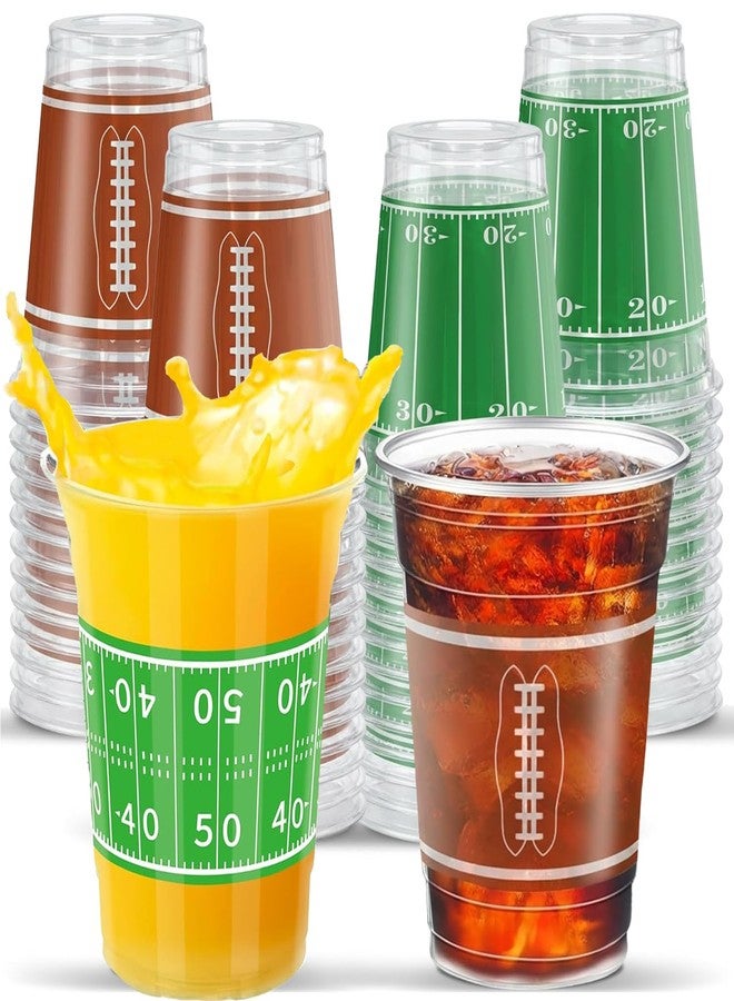 Taeku Football Party Cups, 16oz Disposable Plastic Cups for Game Day & Tailgate Events, Durable Clear Drinking Cups for Sports Theme Birthday & Football Party Decorations (50 Pack) - Image 1