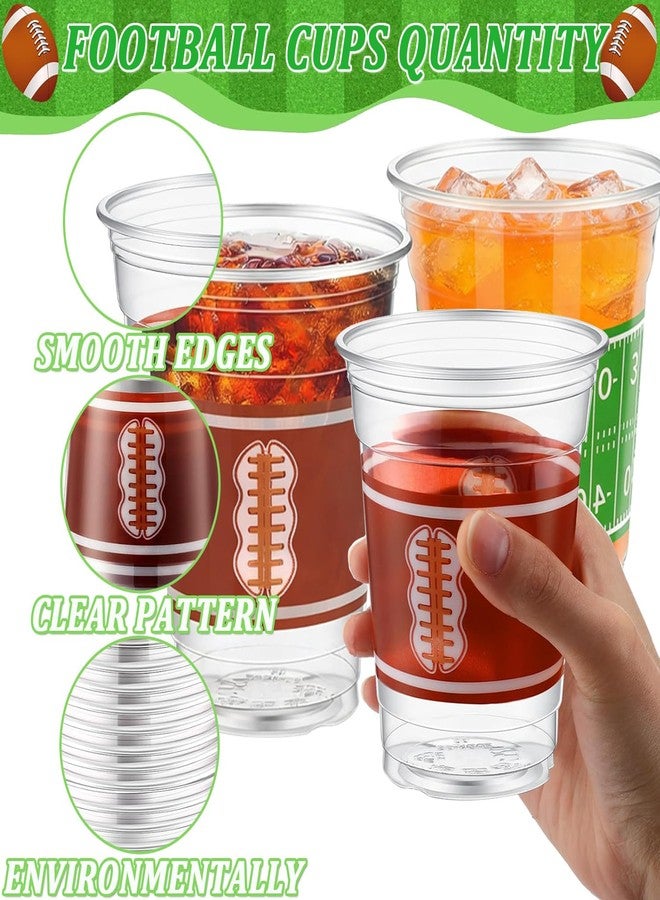 Taeku Football Party Cups, 16oz Disposable Plastic Cups for Game Day & Tailgate Events, Durable Clear Drinking Cups for Sports Theme Birthday & Football Party Decorations (50 Pack) - Image 3