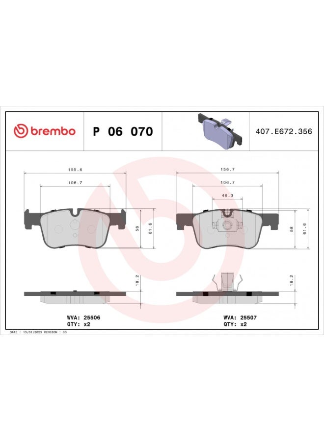 فحمات الفرامل - BREMBO   -  P 06 070