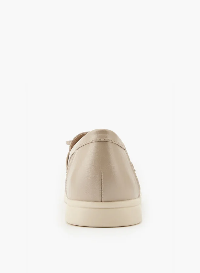 Flora Bella By Shoexpress Monogram Print Slip-On Loafers with Bow Accent