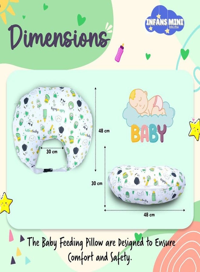 Infans Mini وسادة رضاعة صغيرة للأطفال من إنفانس، مصنوعة من القطن | وسادة رضاعة محمولة وقابلة للتعديل للأمهات | وسادة رضاعة للأم والطفل حديث الولادة (لون أخضر باندا) - Image 4
