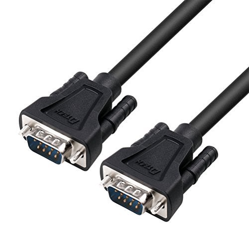 DTech 5ft DB9 to DB9 RS232 Serial Cable Male to Male Simple Null Modem Cord Cross TX RX line 2 Pin Crossed Without Handshake for Computer Data Communication (5 Feet, Black) - Image 1