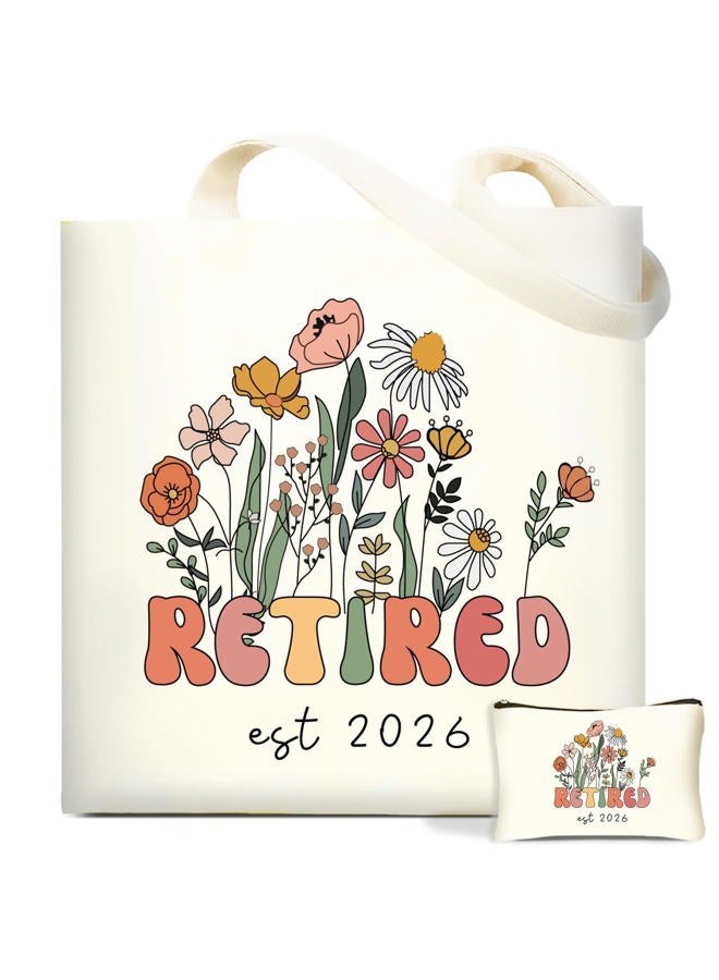 DHQH Retirement Gifts for Women 2026, Retirement Canvas Tote Bag with Handles, Retired Gifts Farewell Gift Ideas for Retirees Coworker Teachers Friends Mom - Image 1