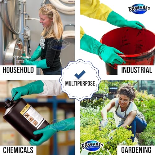 F8WARES 15 Inches long Heavy-Duty Chemical Acid Resistant Nitrile Gloves/Rubber Hand Gloves for Industrial Safety Construction Gardening Kitchen Cleaning Dish Washing Gloves (XL Pack of 1) - Image 5