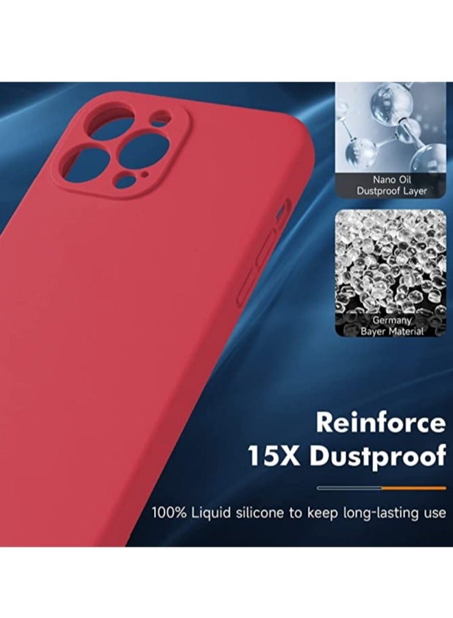 إلترازون iPhone 14 Pro Max + 2 Pack Tempered Glass Screen Protector Magsafe Case Silicone Phone Case with Microfiber Lining for iPhone 14 Pro Max 6.7 inch 2022,Red - Image 4