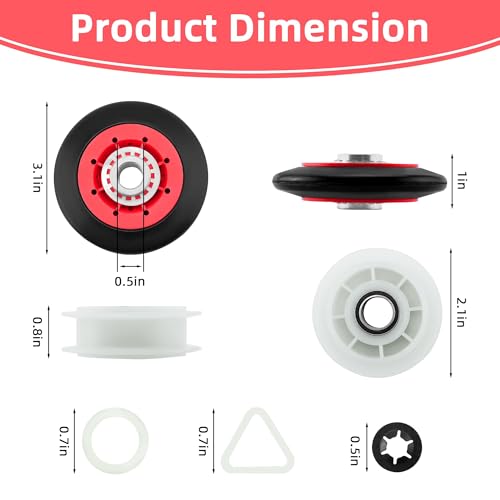 Pulluty 4392067 Dryer Parts Includes WPW10314173 Drum Roller&W10837240 Dryer Idler Pulley for Maytag dryer parts whirlpool dryer parts Kenmore Elite Dryer Parts,661570V Dryer Belt(one year warranty) - Image 3