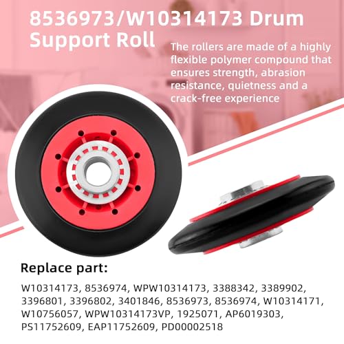 Pulluty 4392067 Dryer Parts Includes WPW10314173 Drum Roller&W10837240 Dryer Idler Pulley for Maytag dryer parts whirlpool dryer parts Kenmore Elite Dryer Parts,661570V Dryer Belt(one year warranty) - Image 2