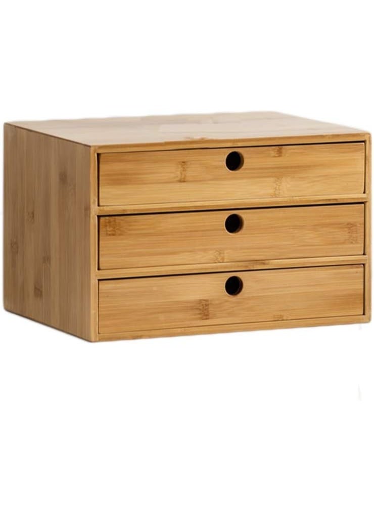 Wooden desk organizer with 3 drawers | Bedroom unit storage cabinet | Office storage | Living room sideboard/cabinet storage | Office tidy | Bedside cabinet, 25 x 25 x 22 cm - Image 1