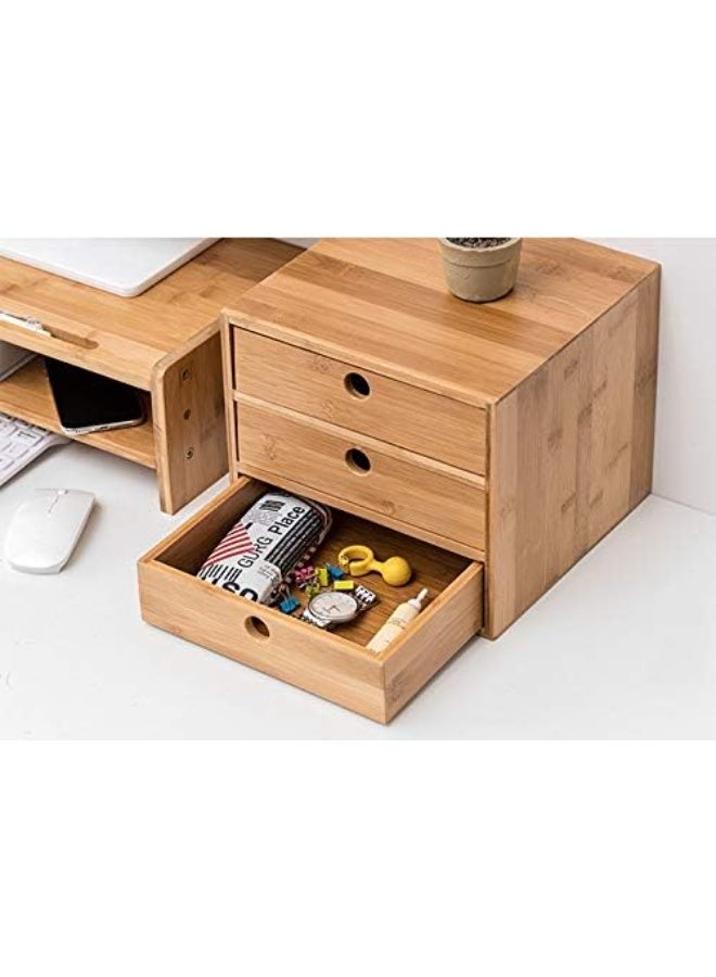 Wooden desk organizer with 3 drawers | Bedroom unit storage cabinet | Office storage | Living room sideboard/cabinet storage | Office tidy | Bedside cabinet, 25 x 25 x 22 cm - Image 4