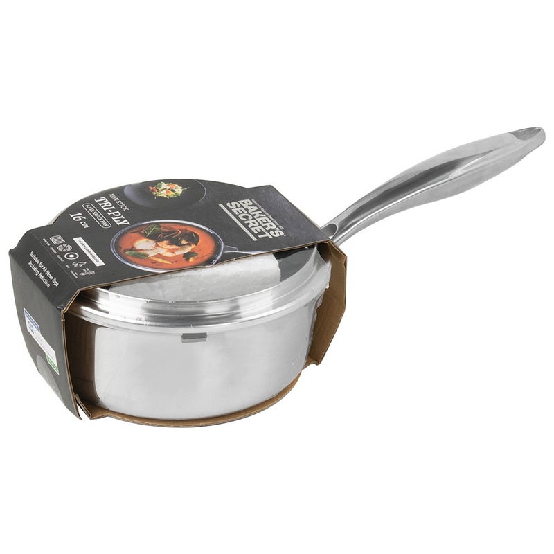 Baker's Secret قدر باكر's سيكريت 16 سم ثلاثي الطبقات غير لاصق مع غطاء - أواني طهي متينة للغلي، والتسوية، والصلصات - Image 2