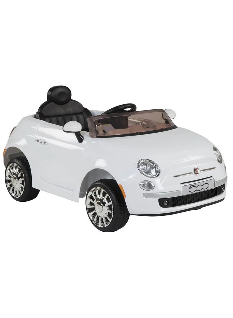 Amsham Toys Fiat 500 Childrens Ride-On Electric Car - White 12V - Image 1