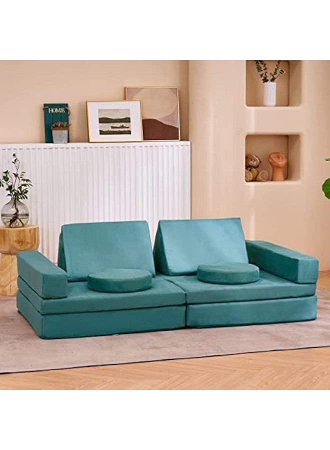 Poppins Home Poppins HOME Furniture Kids Couch Play Couch 10pcs Sofa Set (Blue-Green)  - Image 1