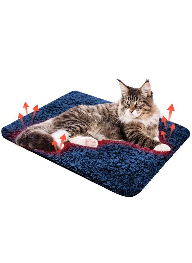 Clysee Self Warming Cat Bed Pad Self Heating Pet Mat Warmer Bed Mat for Feral and Indoor Washable Thermal Pet Kennel Pad with Anti-Slip Bottom(Blue,40x50cm) - Image 1