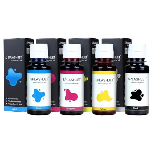 Splashjet 51/52 Compatible Refill Ink for HP GT 5810, 5820, 5821, 310, 315, 319, 415, 419, 410 Printer - Compatible with GT51, GT52 Ink Code - (90gm x Black) (70gm x C/M/Y) - 502371 - Image 1
