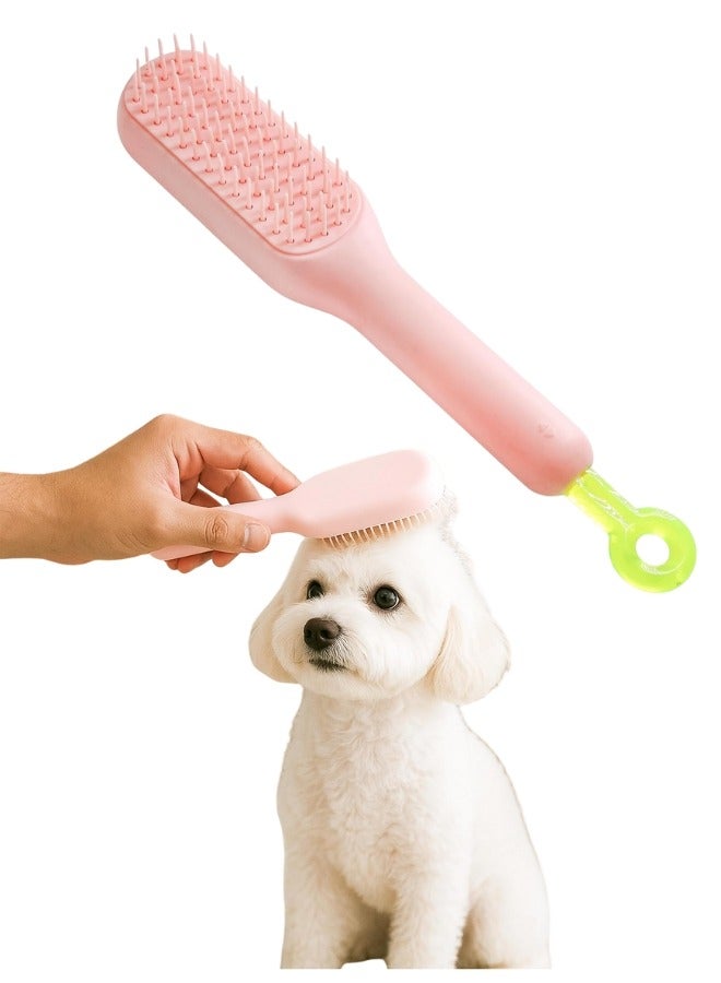 Retractable Pet Hair Removal Brush, Suitable for Shih Tzu Puppies, Small Dogs, Yorkshire Terriers, Maltipoo, Pet Hair Removal Brush, Effective Grooming Supplies for Short Hair, Soft and Gentle, for Cats, Rabbits, Tzu Dogs (Pink) - Image 1