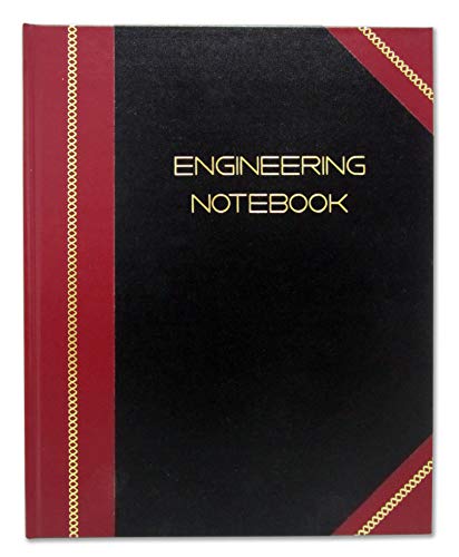 BookFactory Engineering Notebook Professional - 96 Pages (Quad Ruled - .25'' Engineering Grid), 8'' x 10'' Engineer Lab Notebook, Black & Burgundy Cover, Section Sewn Hardbound (Made in USA) - Image 1