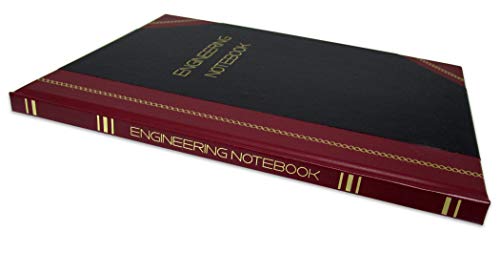 BookFactory Engineering Notebook Professional - 96 Pages (Quad Ruled - .25'' Engineering Grid), 8'' x 10'' Engineer Lab Notebook, Black & Burgundy Cover, Section Sewn Hardbound (Made in USA) - Image 2